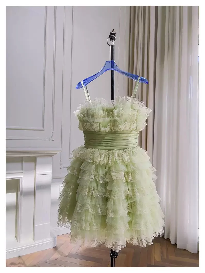 Trendy Ball Gown Spaghetti Straps Mint Green Sleeveless Formal Short 8th Grade Homecoming Dress Summer Middle School Hoco Dresses Cocktail Dress Birthday Outfits W931 - Deanwangkt