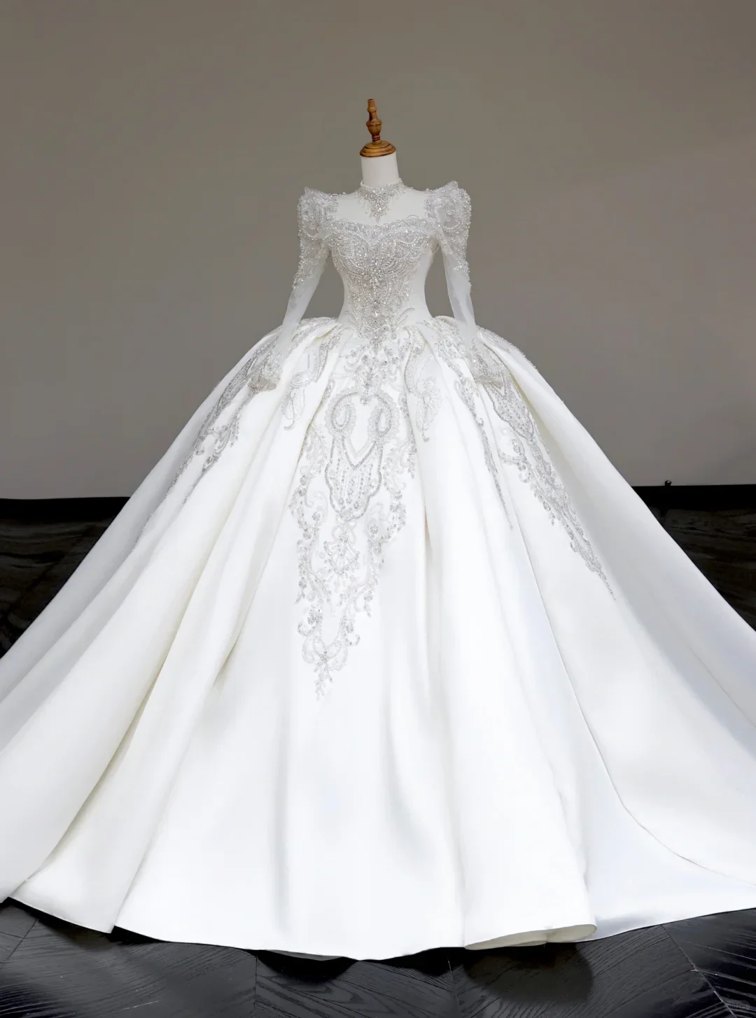Unique Bridal Gown Ball Gown Sweetheart Long Sleeves White Sequin Wedding Dresses Bridal Gowns DP706 - Deanwangkt