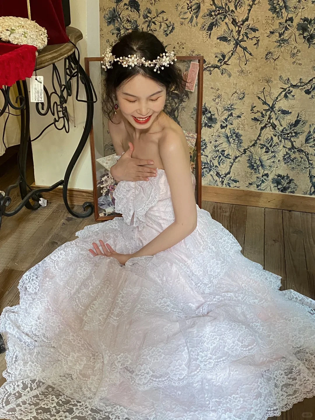 Vintage Strapless A-line Lace Long Formal Evening Dress Sweet 16 Dress DP2905 - Deanwangkt