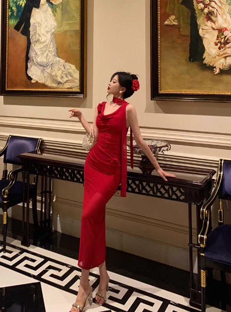 Elegant Sheath Red 18th Birthday Dress Party Gown Birthday Outfits Birthday Dress Ideas For Women DP590 - Deanwangkt