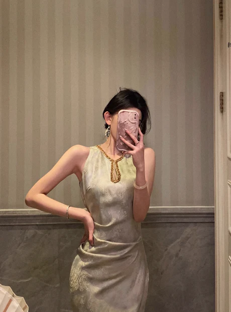 Classy Sheath Gold Beads Sleeveless 18th Birthday Dress Party Gown Birthday Outfits Birthday Dress Ideas For Women DP559 - Deanwangkt