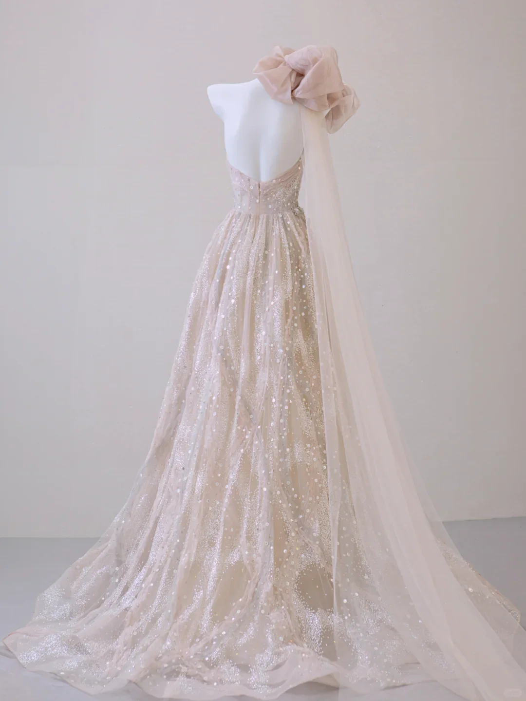 Classy Ball Gown One Shoulder Pink Sequin Evening Dress Long Prom Dresses P0020 - Deanwangkt