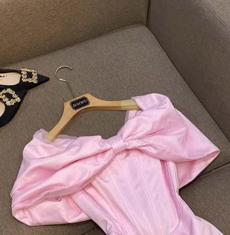 Sweet Pink Sheath Short Formal Dress Satin Birthday Party Dress Elegant Graduation Dress DP2827 - Deanwangkt