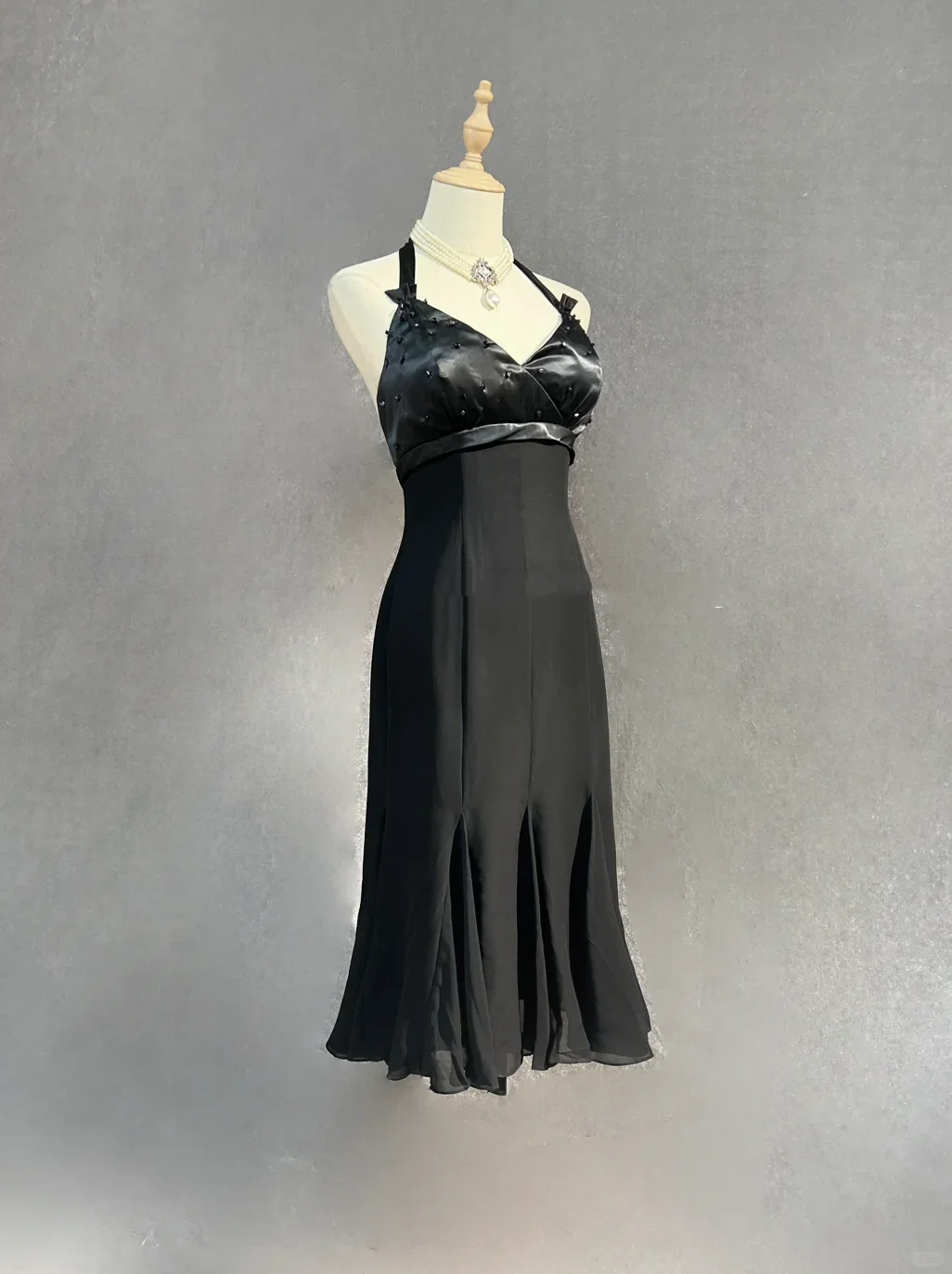 Classy A line Halter Chiffon Black Homecoming Dress Summer Hoco Dresses Cocktail Dress DP1837 - Deanwangkt