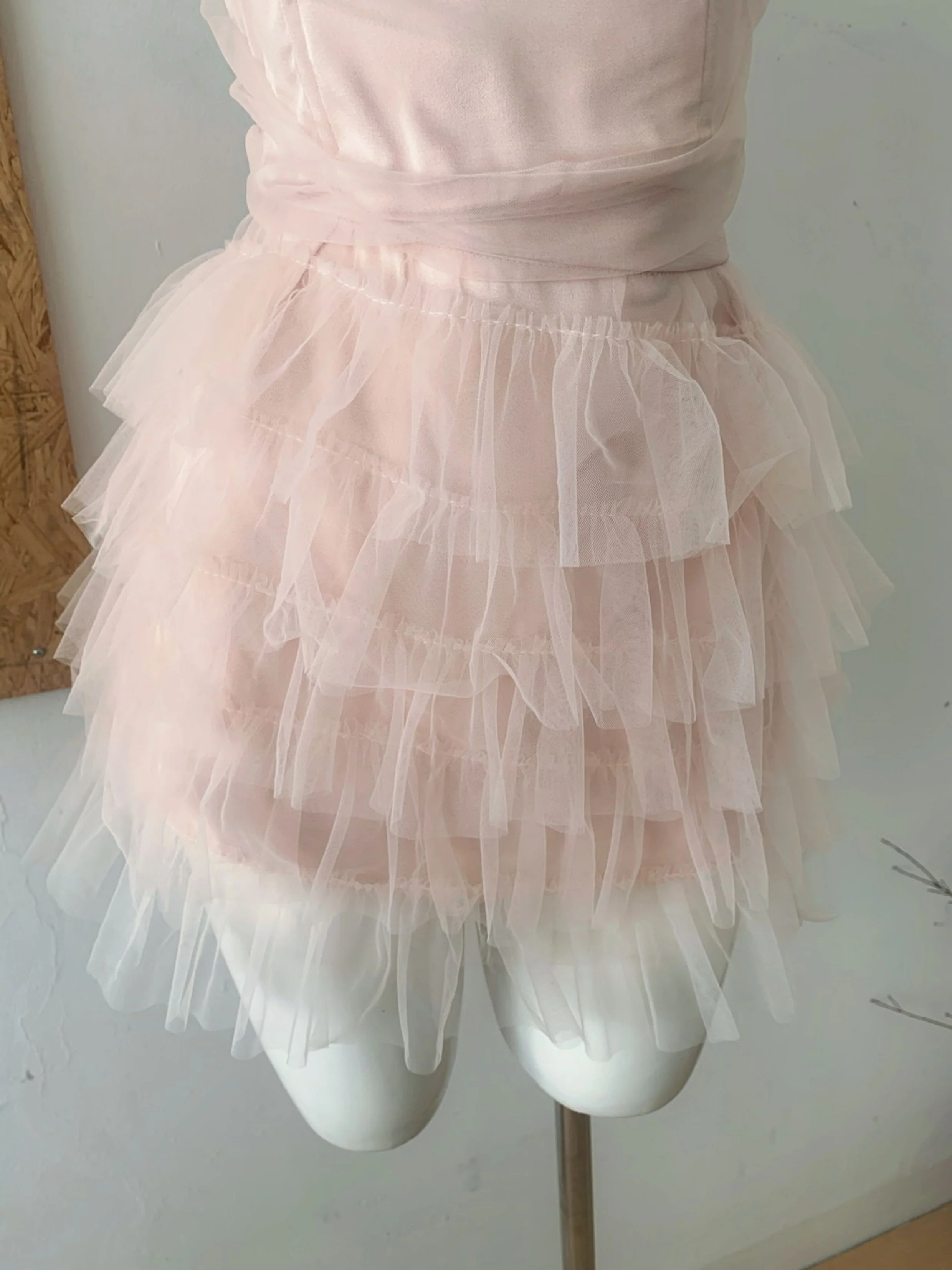 Cute Spaghetti Straps Pink Ruffles Tulle Summer Dress 2 Pieces Holiday Party Outfits For Women DP0094 - Deanwangkt