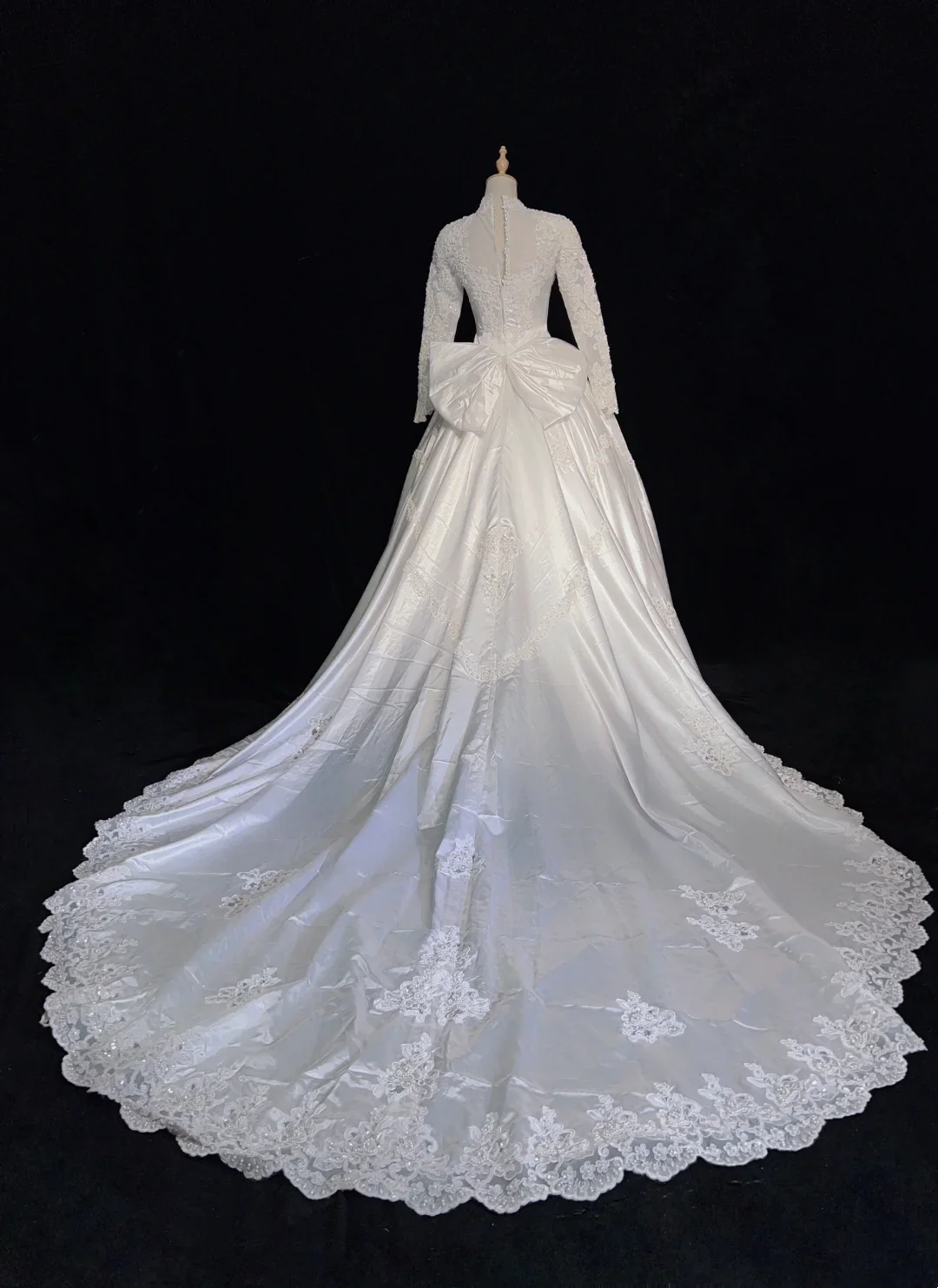 Retro Wedding Dress 1950s 1940s Ball Gown High Neck Lace White Long Sleeves Wedding Dresses Bridal Gowns Brides Gown DH544 - Deanwangkt