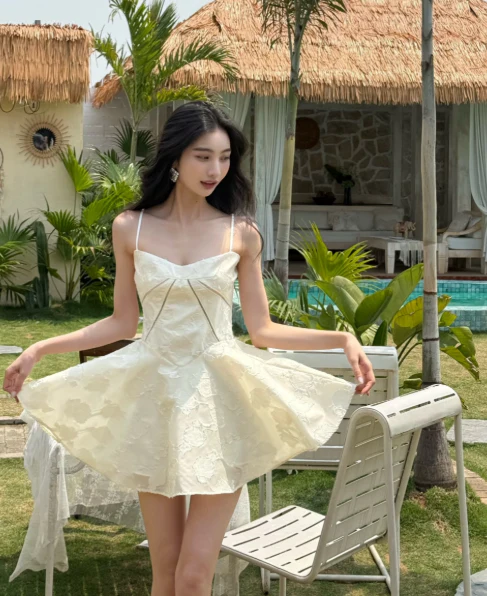 Chic Spaghetti Straps A-line Chiffon Short Birthday Dresses White Homecoming Dresses DP3110 - Deanwangkt