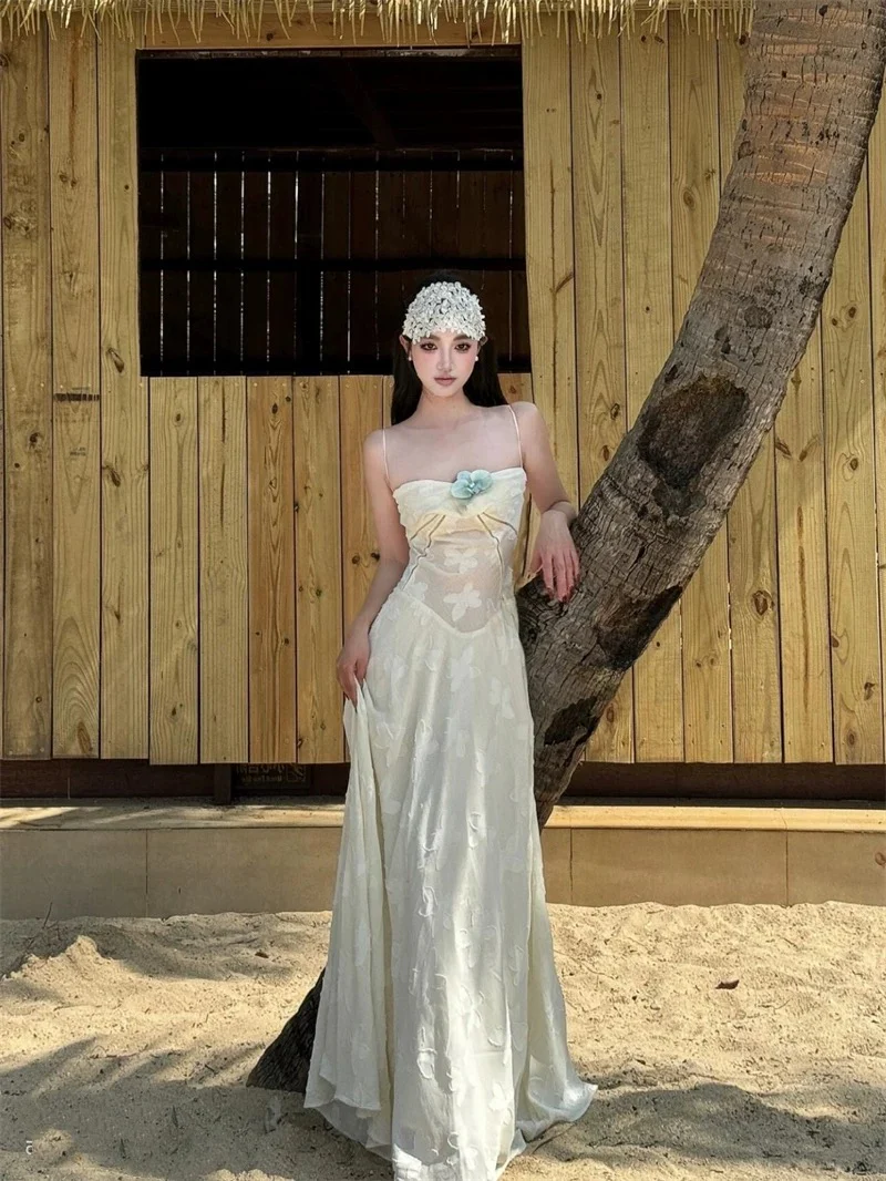 Elegant A Line Spaghetti Straps Sleeveless Lace White Long Evening Party Gowns Evening Formal Dresses Prom Dress W902 - Deanwangkt