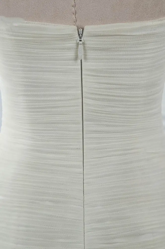 Chic Strapless Sweetheart Ivory Wedding Dresses Ruffles Tulle Sleeveless Bridal Gowns with Feather DP615 - Deanwangkt