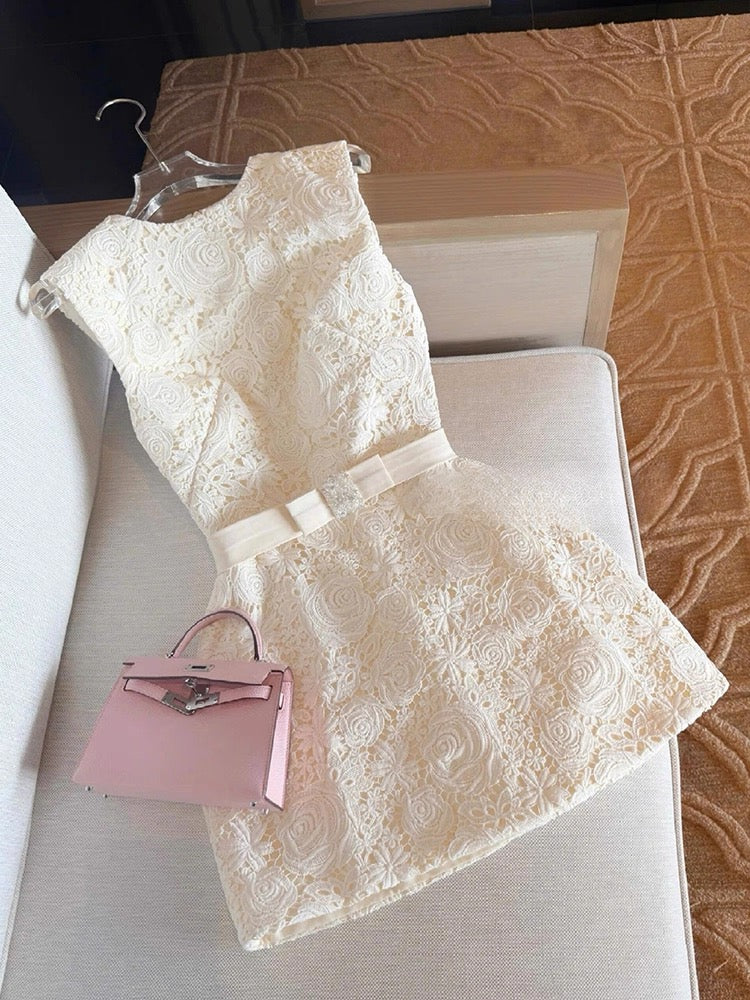 Elegant A line Scoop Lace Short White Mini Formal 8th Grade Homecoming Dresses Middle School Cocktail Dress Hoco Outfits DH2637 - Deanwangkt