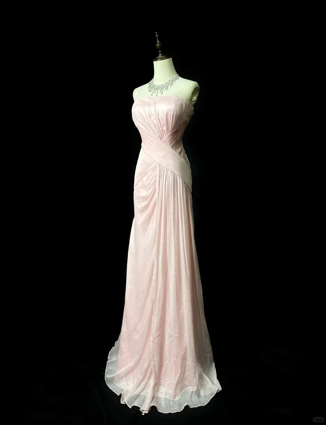 Elegant Strapless Sheath Prom Dress Vintage Chiffon Pink Formal Evening Dress DP2935 - Deanwangkt