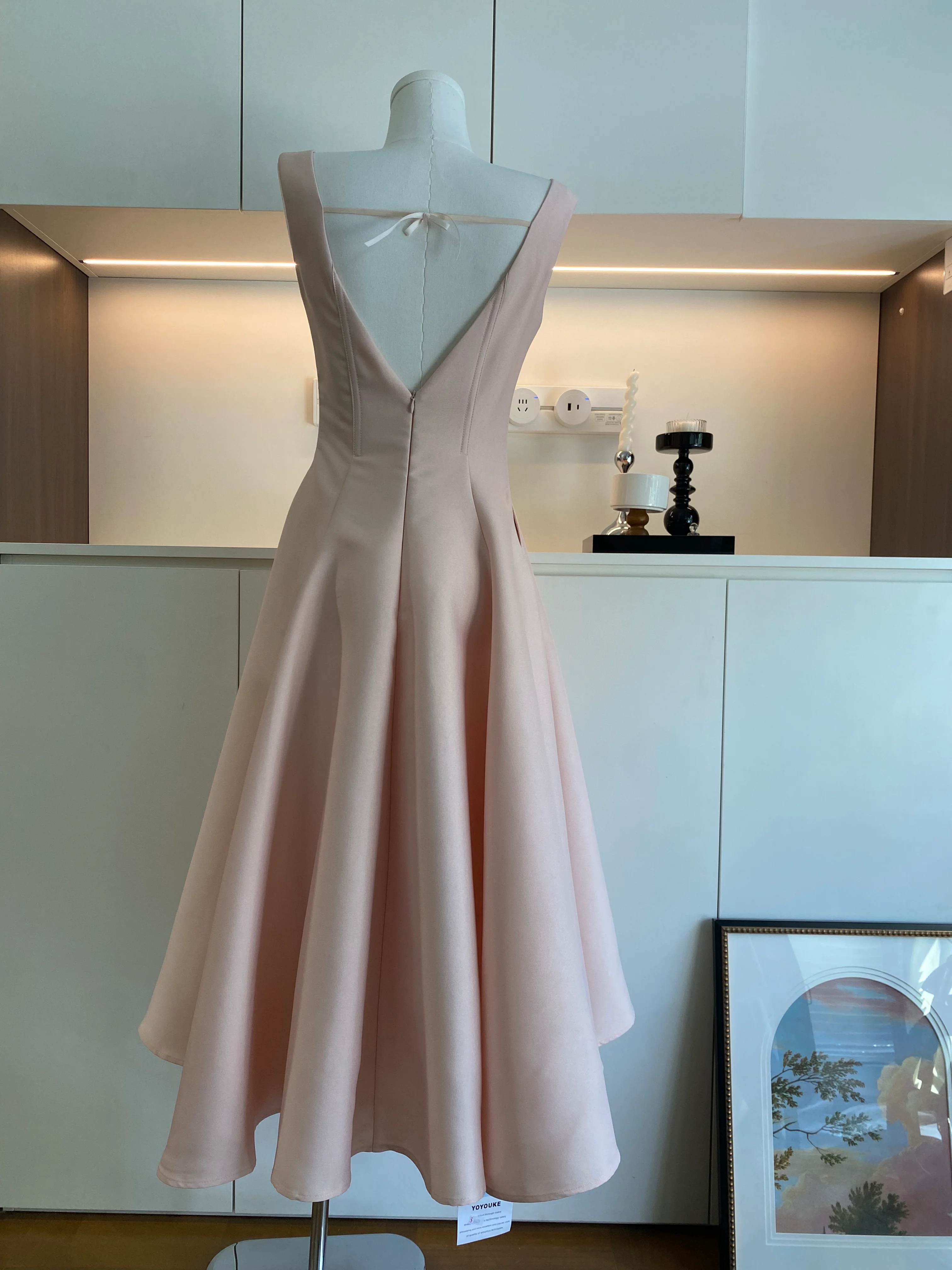 Cute A Line Square Neckline Satin Ruffles Summer Dress Holiday Party Outfits For Girls DP0135 - Deanwangkt
