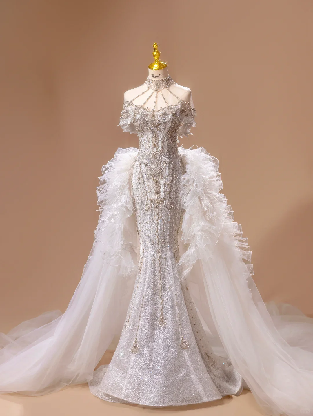 Princess Wedding Dress Mermaid Strapless Sequin Short Sleeves Wedding Dresses Bridal Gowns DH2789 - Deanwangkt