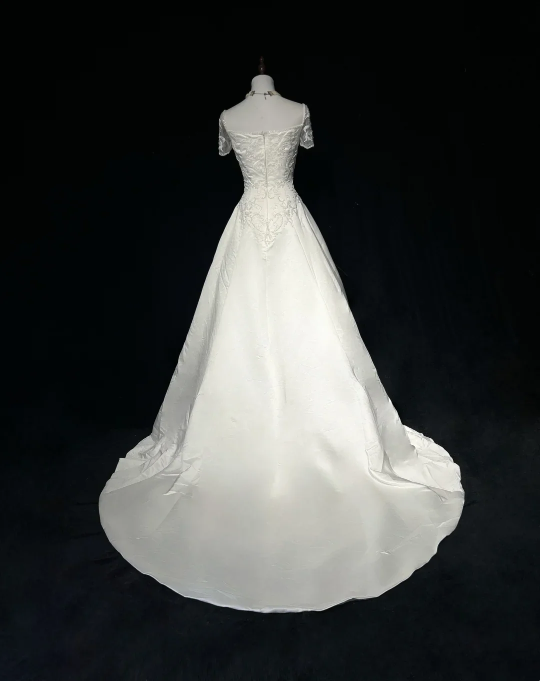 Retro Wedding Dress 1950s 1940s A line Square Neck Satin White Long Wedding Dresses Bridal Gowns Brides Gown DH547 - Deanwangkt