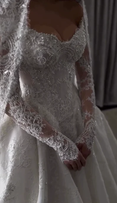 Ethereal Wedding Dress Ball Gown Off The Shoulder Tulle Lace White Wedding Dresses Bridal Gowns DH854 - Deanwangkt