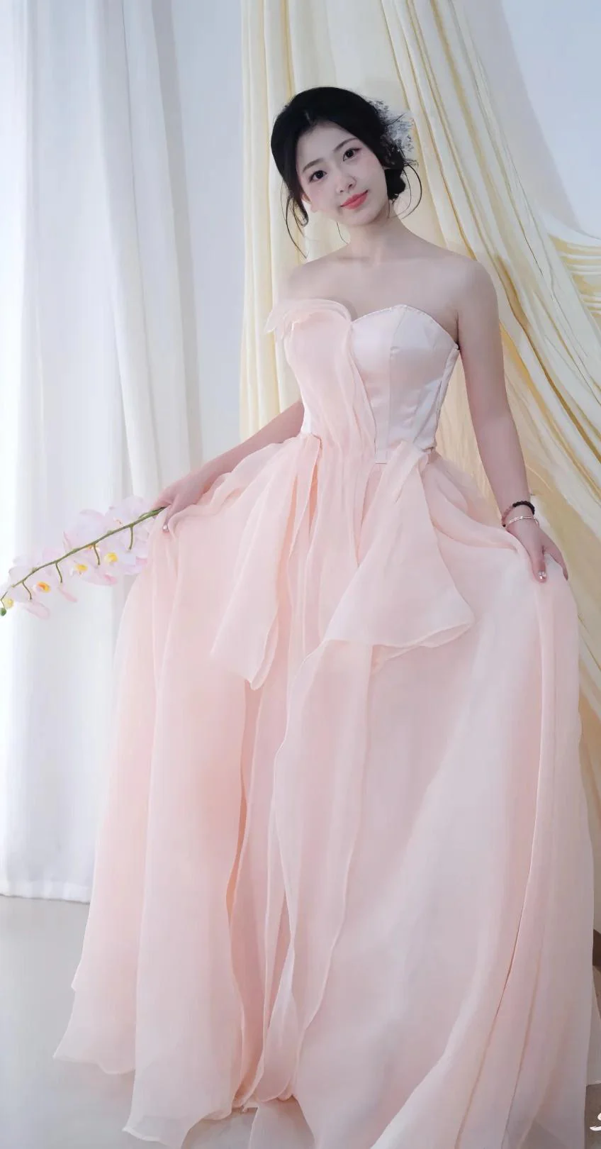 Fairy Sweetheart Neck A-line Blush Pink Satin Tulle Long Evening Dress Birthday Formal Dress DP2899 - Deanwangkt