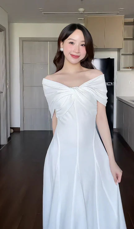 Elegant Off-Shoulder A-Line Long Prom Dress Chiffon White Wedding Guest Dress DP3806 - Deanwangkt