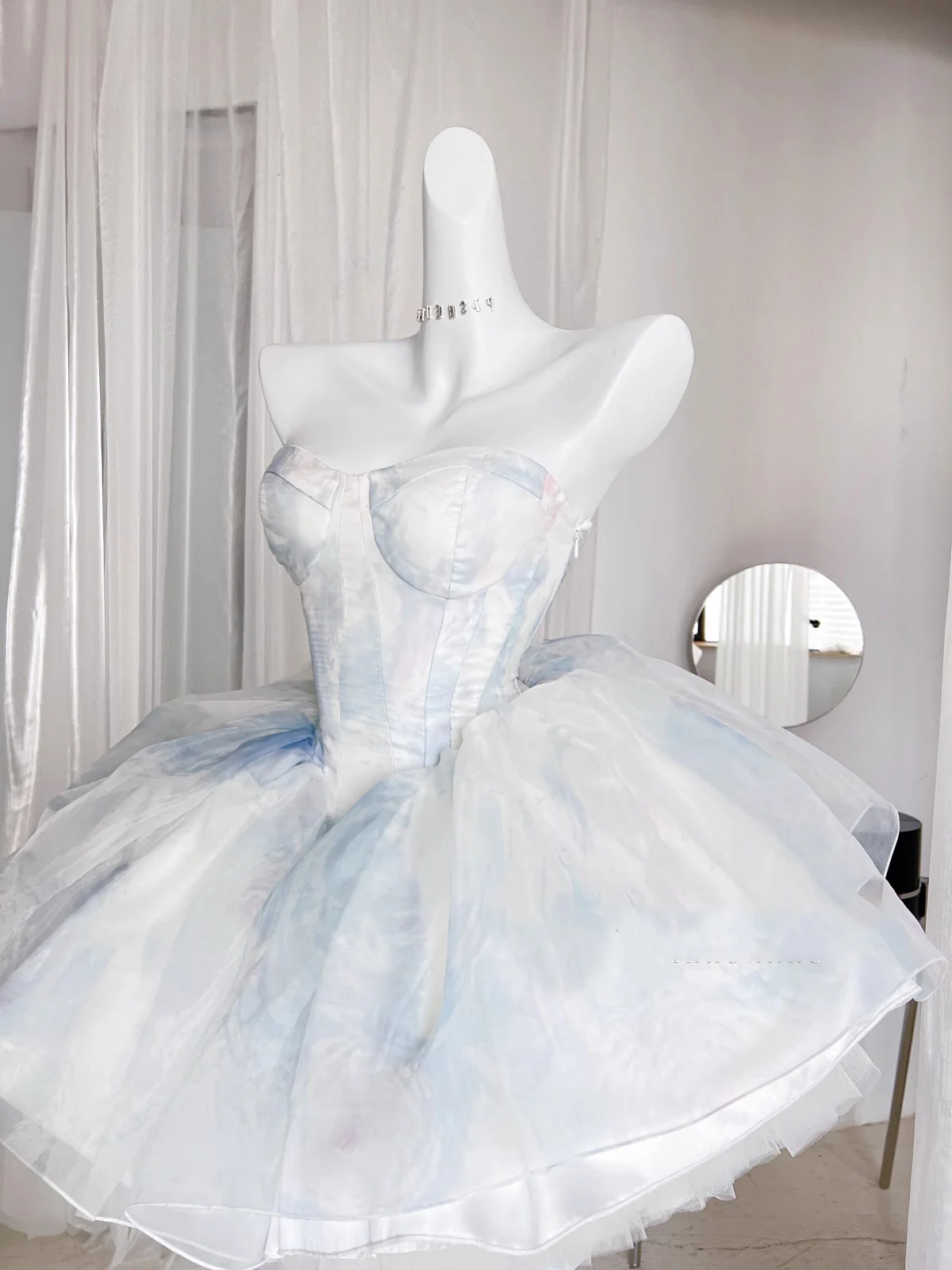 Cute Ball Gown Short Light Sky Blue Homecoming Dress Summer Hoco Dresses Cocktail Dress For Senior Teens DP1783 - Deanwangkt