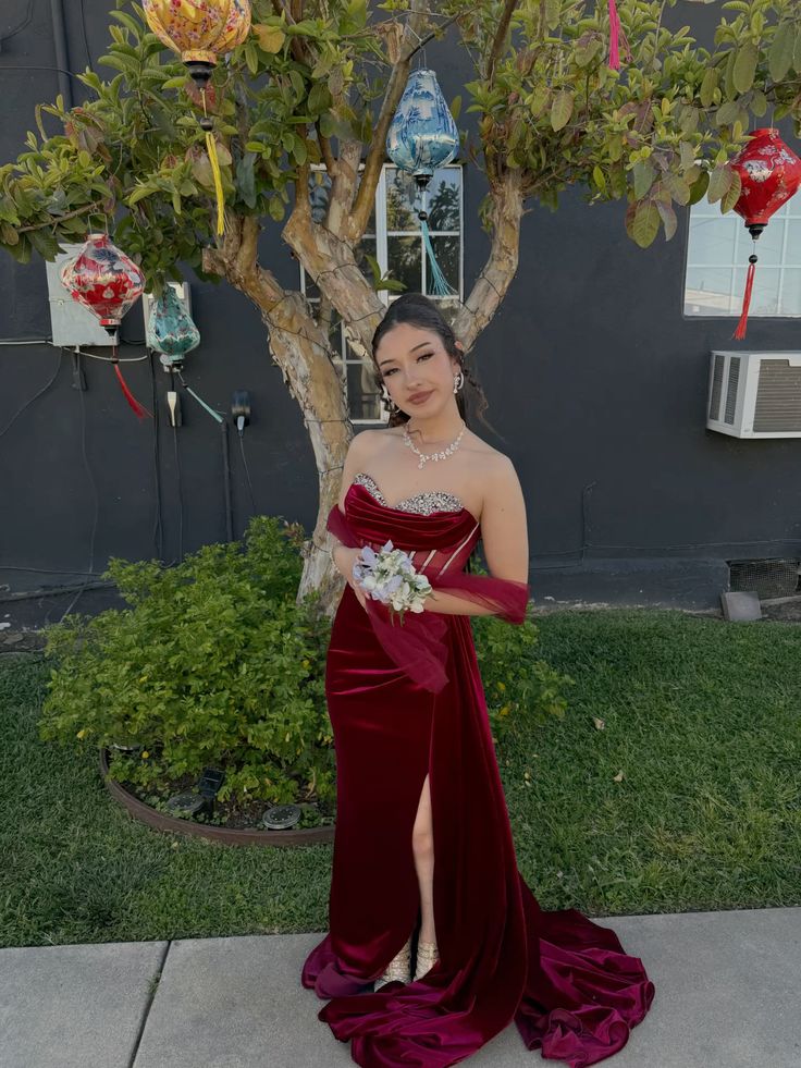 Classy Mermaid Sweetheart Burgundy Long Formal Prom Gown Summer Wedding Guest Dress Bridal Guest Dresses Wedding Outfits For Guest DH136 - Deanwangkt