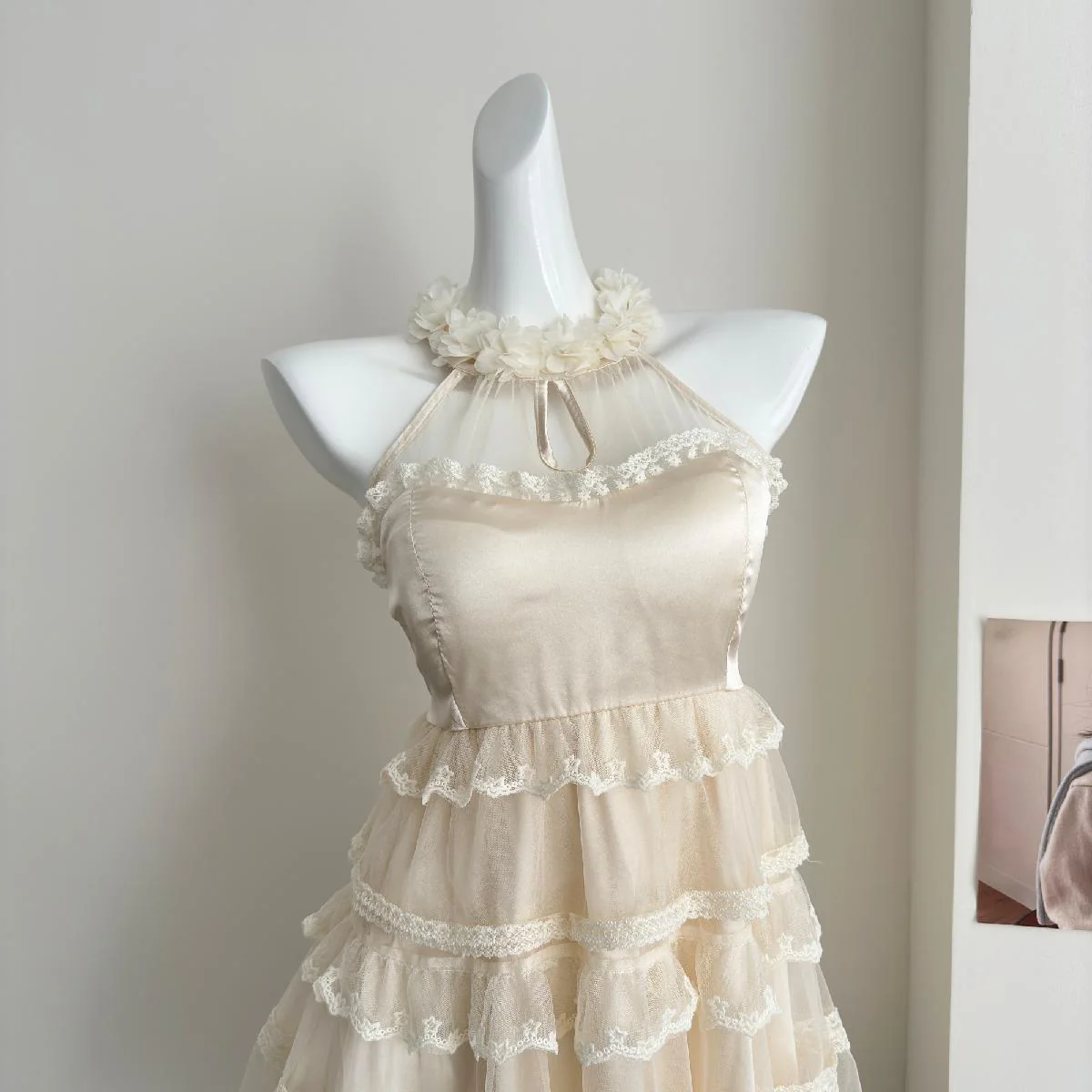 Cute A Line Square Halter Lace Summer Dress Holiday Party Outfits For Girls DP0140 - Deanwangkt