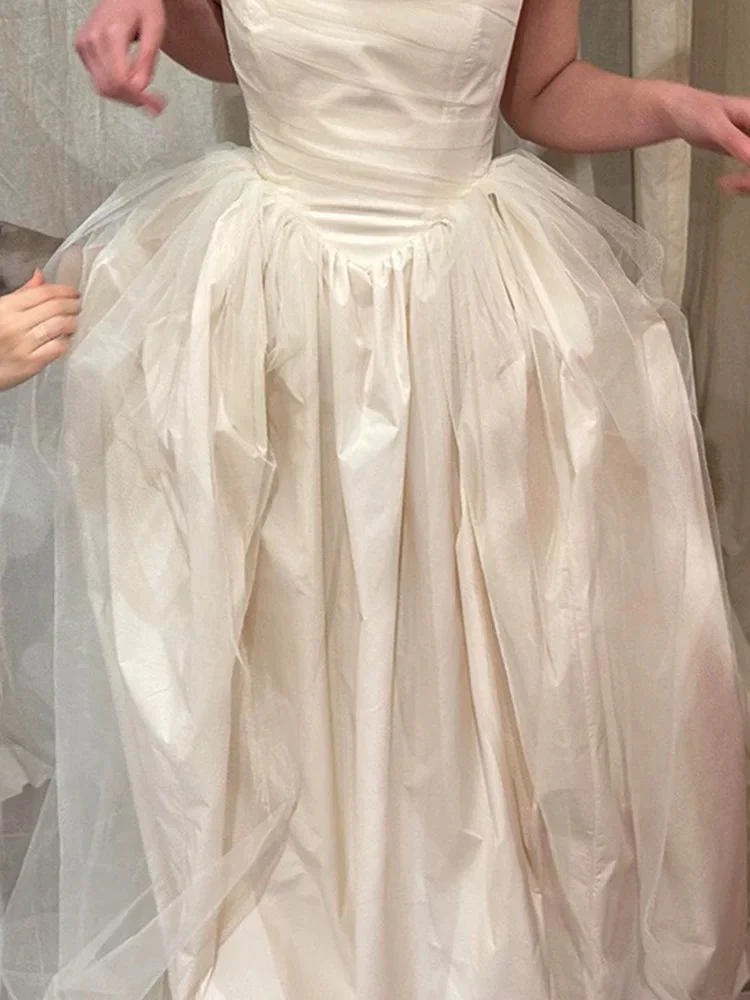 Vintage Wedding Dress Ball Gown Strapless Ivory Summer Long Wedding Dresses Bridal Gowns W0764 - Deanwangkt