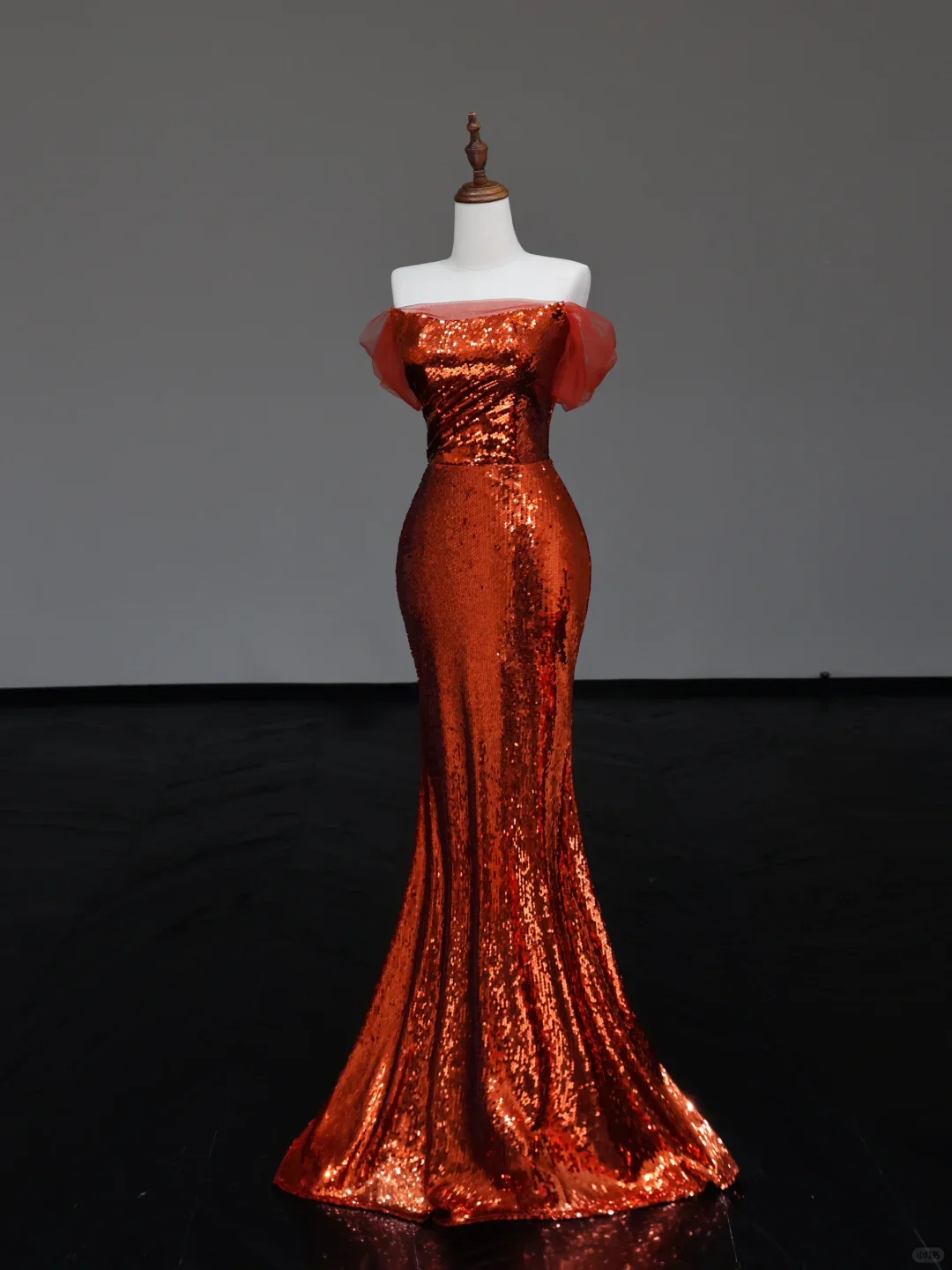 Gorgeous Mermaid Off The Shoulder Rust Red Sequin Long Prom Dresses Graduation Dresses DP674 - Deanwangkt