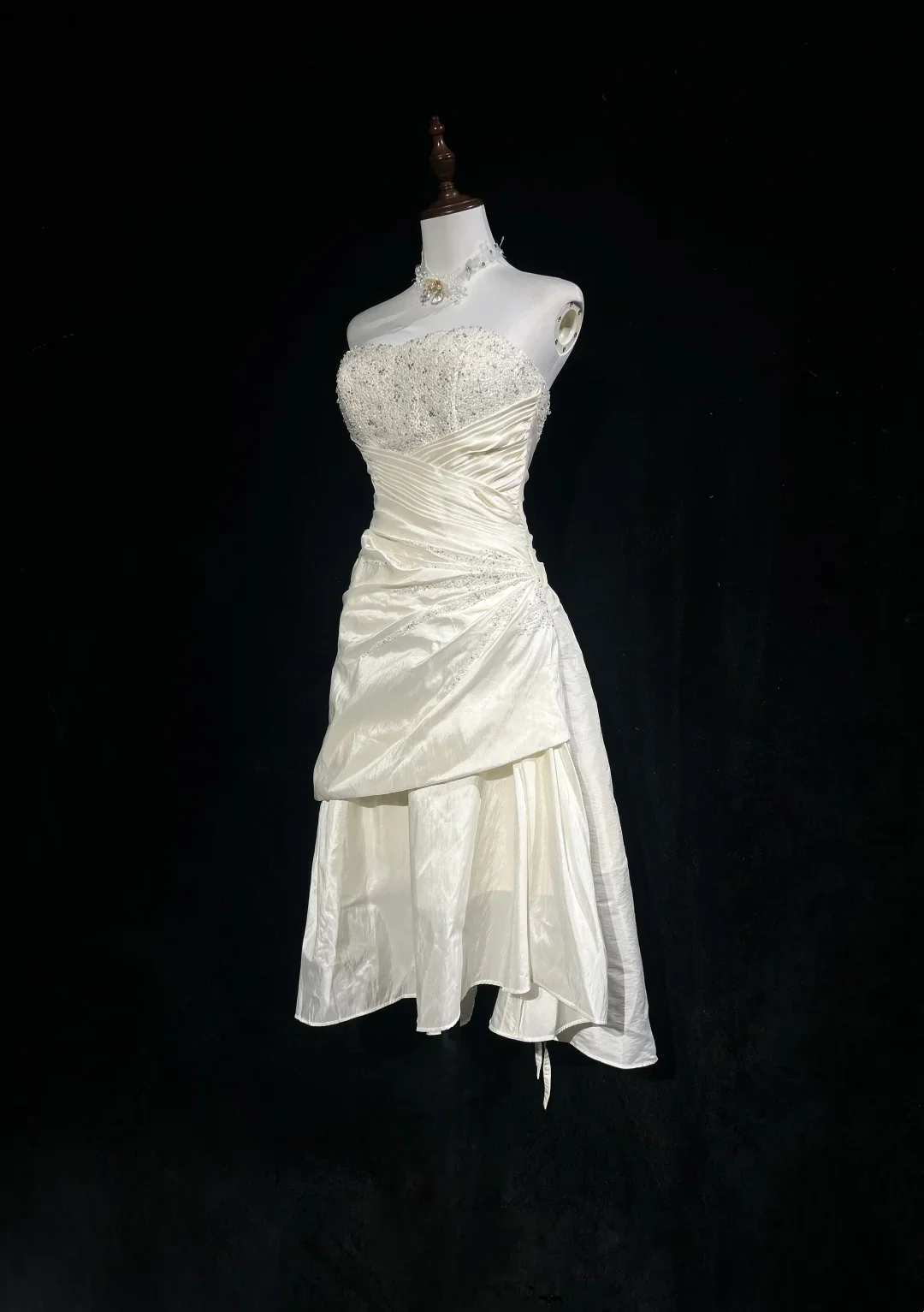 Vintage Wedding Dress 1970s High Low Strapless Lace Ivory Wedding Dresses Bridal Gowns Elegant Brides Gown DH567 - Deanwangkt