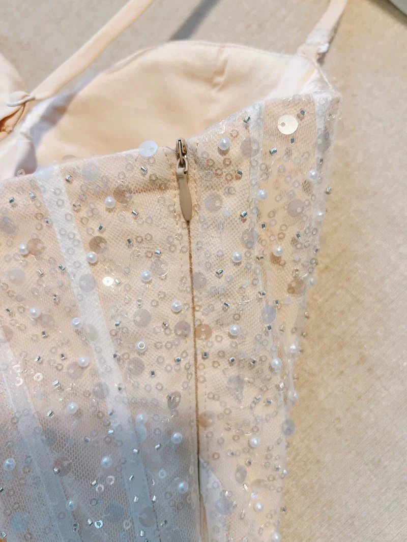 Trendy A line Spaghetti Straps Champagne Formal Short 8th Grade Homecoming Dress Summer Middle School Hoco Dresses Cocktail Dress Birthday Outfits W961 - Deanwangkt