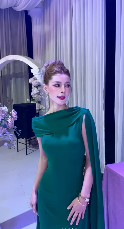 Elegant Sheath Mother of the Bride Dress Chiffon Dark Green Wedding Guest Dresses DP3370 - Deanwangkt