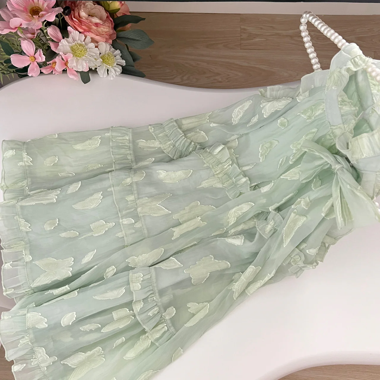 Sweet A Line Halter Green Floral Summer Short Women Summer Holiday Dresses DP0020 - Deanwangkt