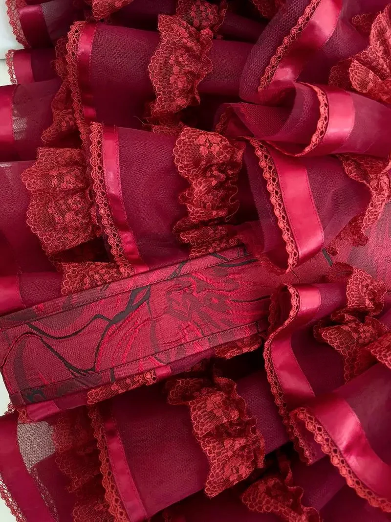 Cute Ball Gown Spaghetti Straps Burgundy Lace 8th Graduation Dresses Homecoming Dress Summer Middle School Formal Baddie Hoco Dresses Cocktail Dress W0921 - Deanwangkt