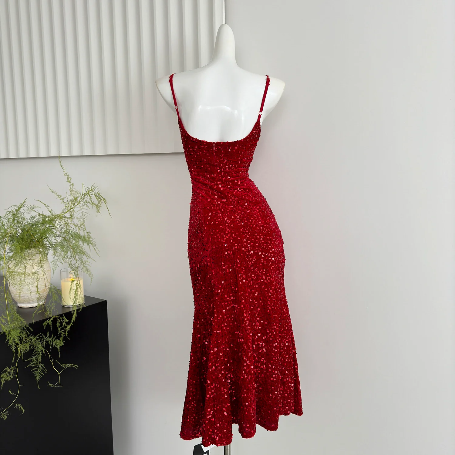 Sexy Mermaid Spaghetti Straps Sequin Birthday Party Dress Summer Holiday Outfits For Women DP0131 - Deanwangkt