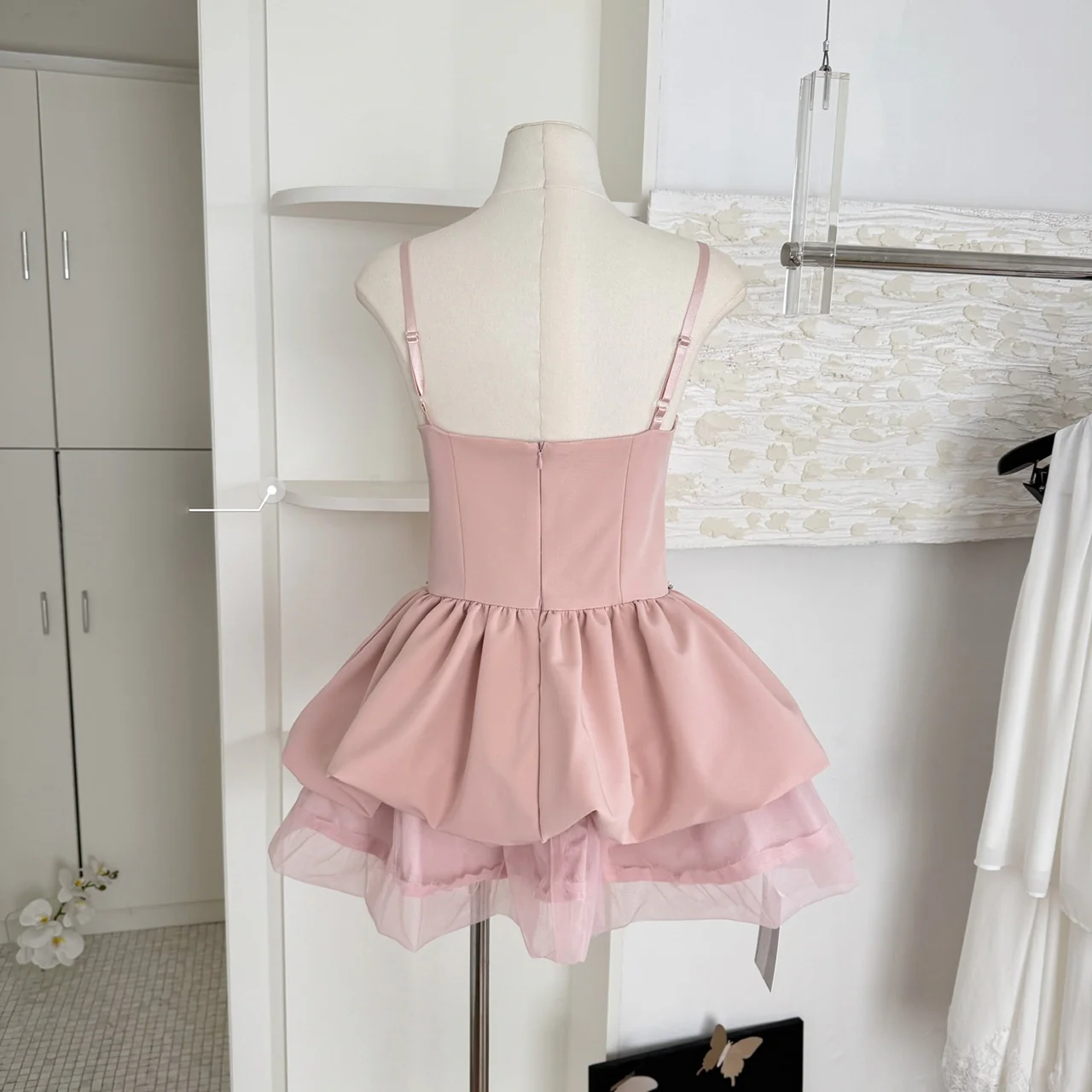 Sexy A line Spaghetti Straps Pink Min Summer Dress Holiday Party Homecoming Dress Birthday Outfits For Teens DP0150 - Deanwangkt