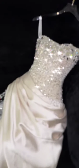 Luxury Mermaid Sweetheart White Satin Wedding Dress Modest Wedding Dresses Princess Wedding Gowns DH1773 - Deanwangkt