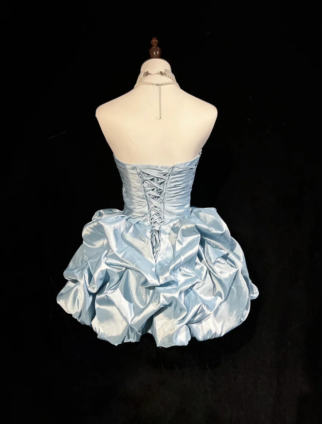 Vintage Ball Gown Sweetheart Taffeta Light Sky Blue Sleeveless Mini Short Formal 8th Grade Homecoming Dresses Summer Middle School Hoco Dress Homecoming Outfits DH1158 - Deanwangkt