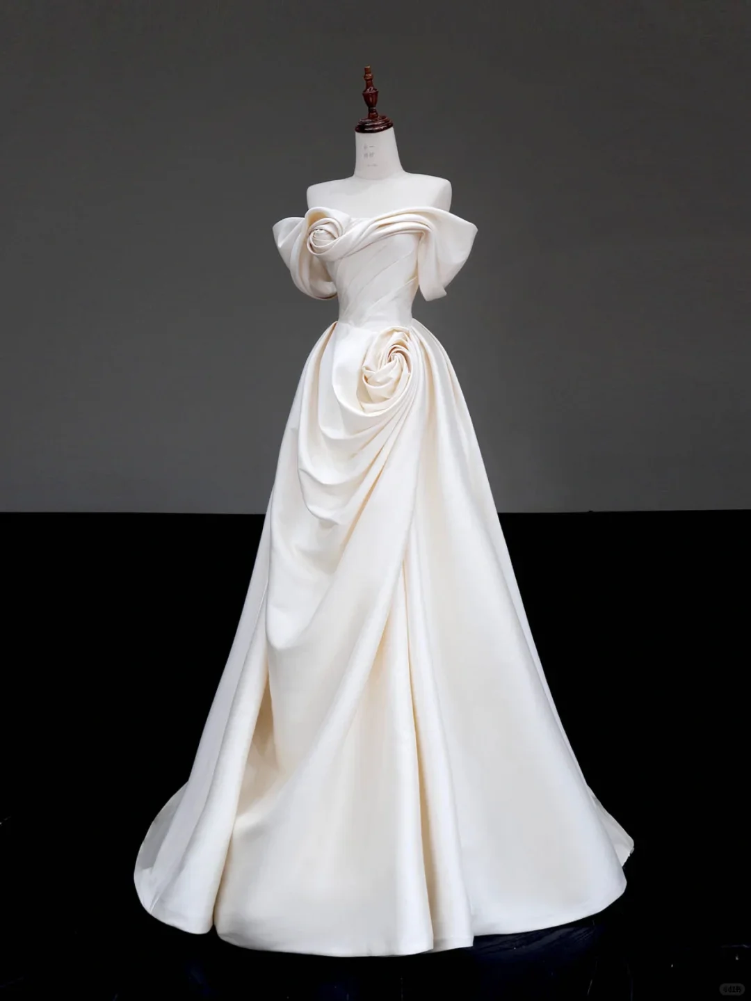 Classy Elegant A Line Off The Shoulder Flowers Satin Long Wedding Dress Brides Dress DP639 - Deanwangkt