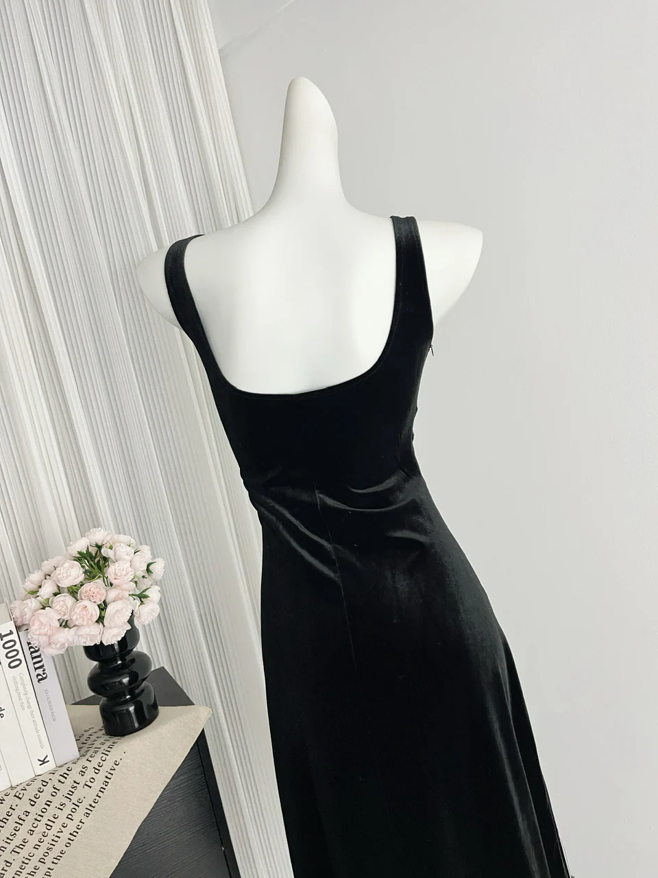 Sexy Mermaid Straps Black Velvet Summer Dress Holiday Party Birthday Outfits For Women DP0136 - Deanwangkt