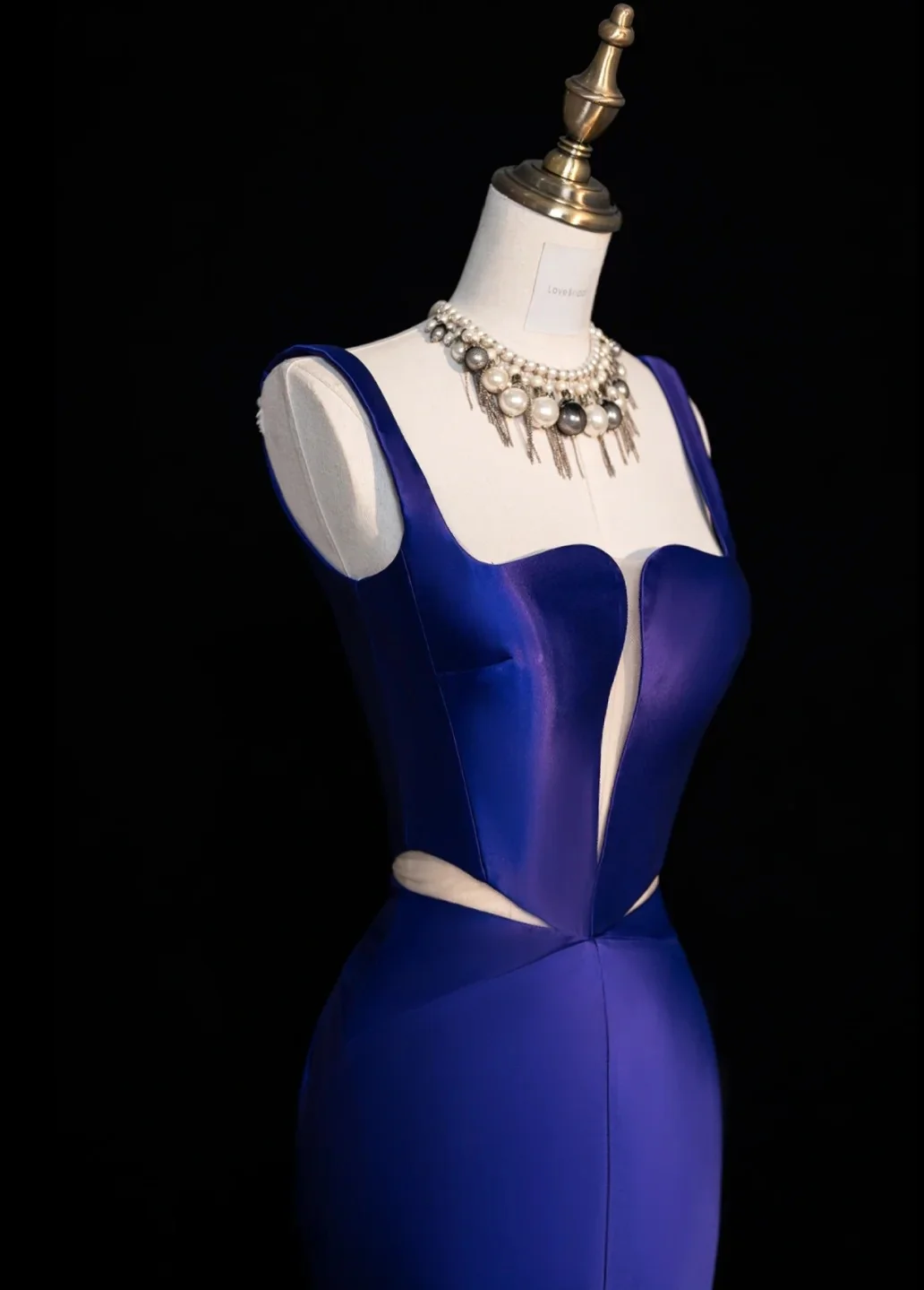 Chic Strap Sheath Long Prom Dresses Satin Royal Blue Evening Dresses DP3337 - Deanwangkt