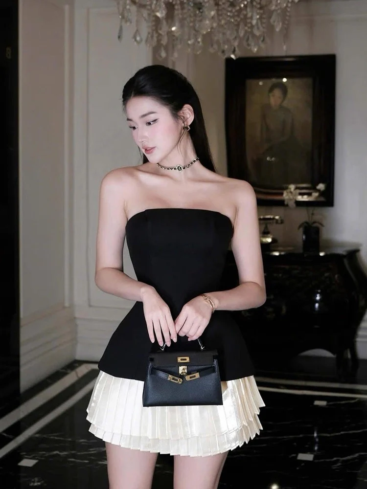 Cute A Line Strapless Satin Red Short Mini Formal 8th Grade Homecoming Dresses Middle School Cocktail Dress Hoco Outfits DH2632 - Deanwangkt