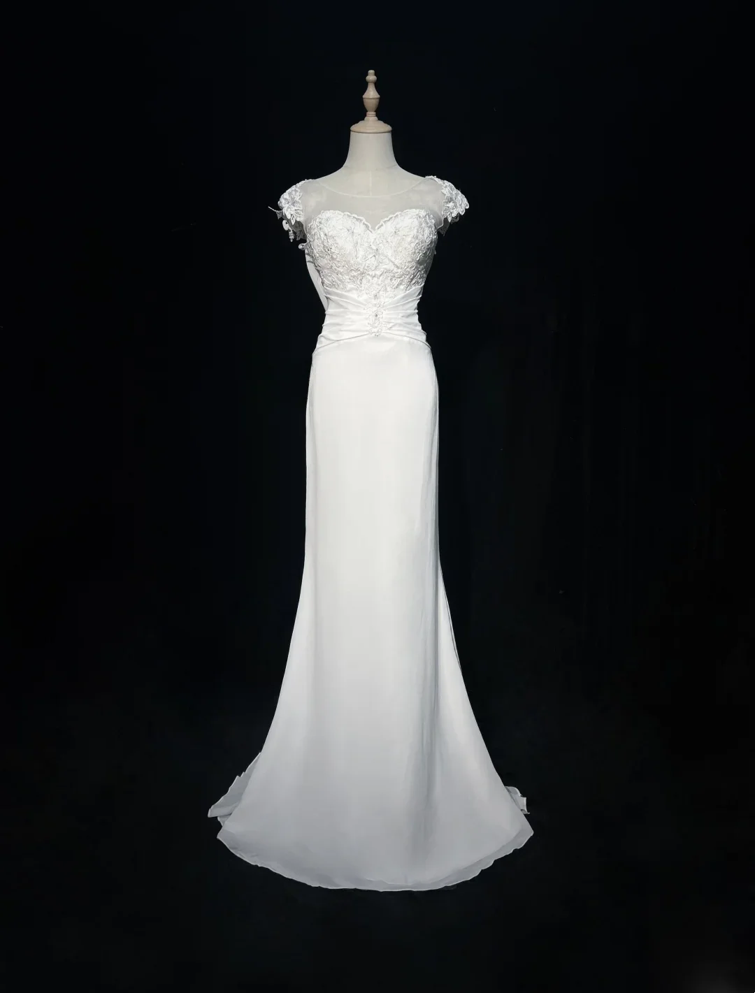 Vintage Bridal Dress Mermaid Sweetheart Backless Chiffon White Lace Long Wedding Dress Retro Wedding Dresses Modest Wedding Gowns DH2671 - Deanwangkt