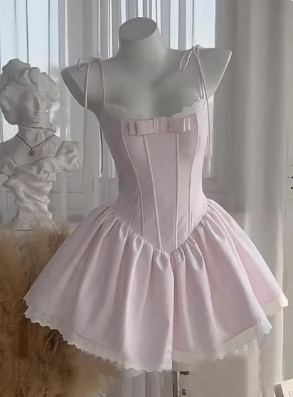 Cute A line Spaghetti Straps Short Pink Homecoming Dress Summer Hoco Dresses Cocktail Dress For Senior Teens DP1781 - Deanwangkt