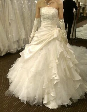 Vintage Wedding Gown Bridal Dress Ball Gown Strapless Satin Wedding Dress White Wedding Dresses Modest Wedding Gowns DH1502 - Deanwangkt