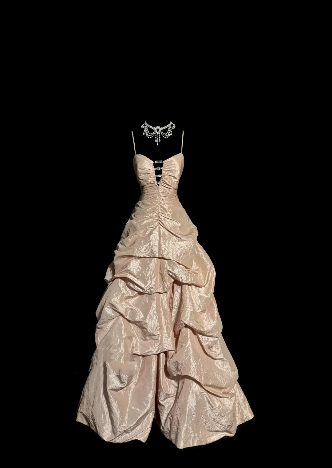 Vintage Ball Gown Spaghetti Straps Champagne 90s Long Prom Dresses Party Dress 30th Birthday Outfits Graduation Dresses W859 - Deanwangkt