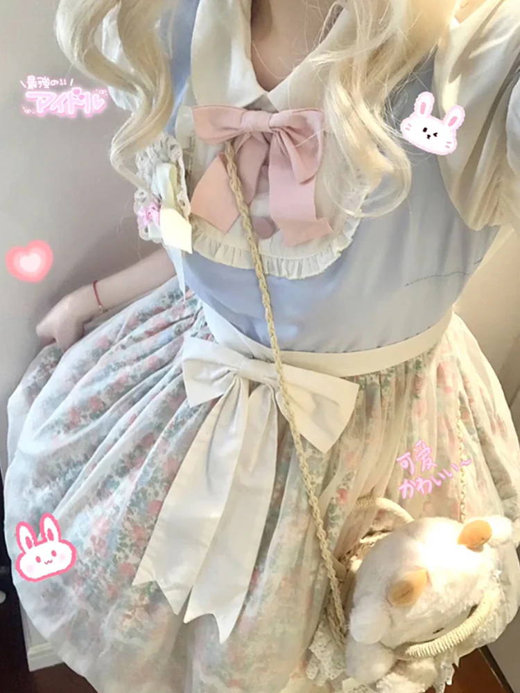 Vintage Ball Gown Short Sleeves Sweet 16th Floral Short Birthday Dress Lolita Summer Dress Birthday Outfits W1120 - Deanwangkt