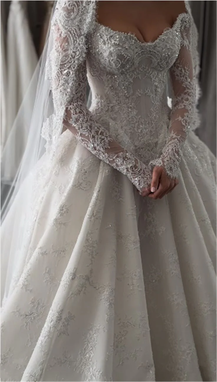 Ethereal Wedding Dress Ball Gown Off The Shoulder Tulle Lace White Wedding Dresses Bridal Gowns DH854 - Deanwangkt