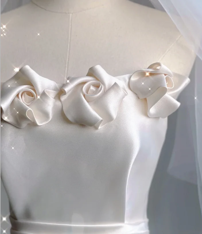 Unique A line Strapless Long White Wedding Dresses Summer Brides Dress DP408 - Deanwangkt