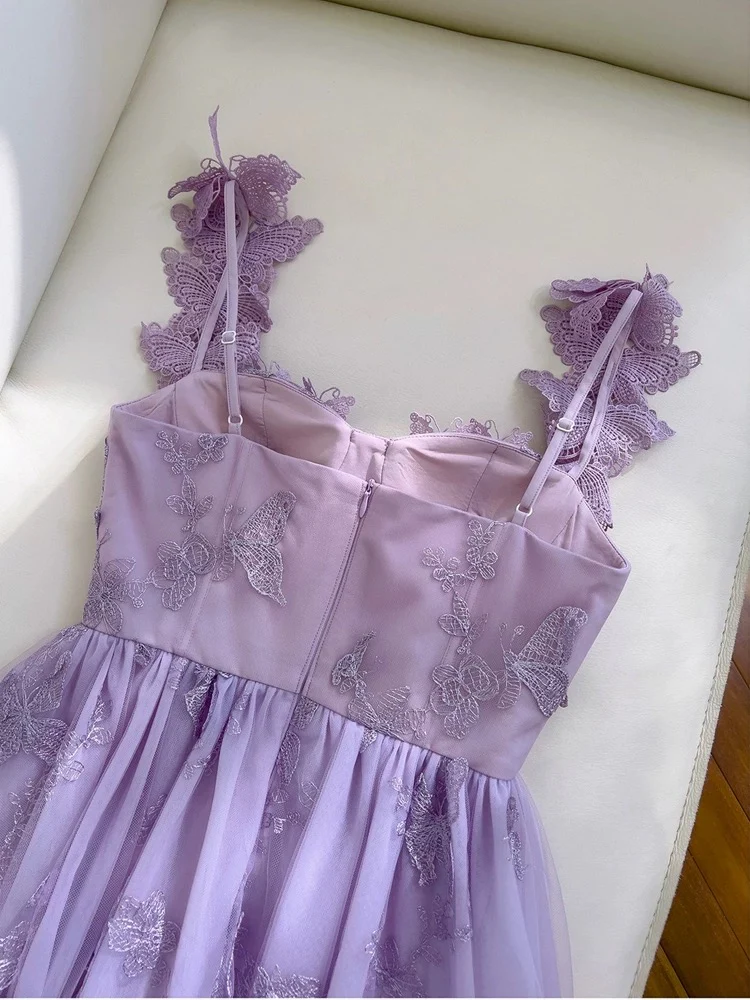 Elegant A line Straps Lilac Lace Sleeveless Long Evening Party Gowns Evening Formal Dresses Prom Dress W944 - Deanwangkt