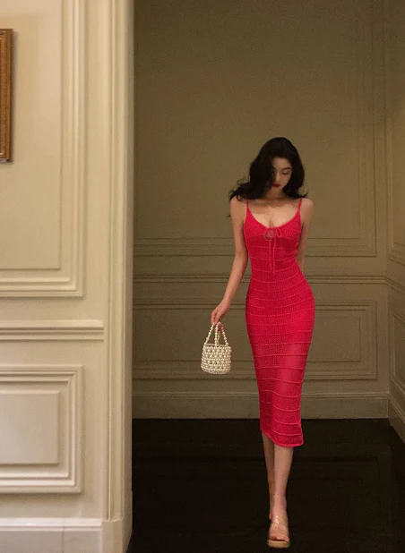 Sexy Sheath Spaghetti Straps Hot Pink Sleeveless 21st Birthday Dress Party Gown Birthday Outfits For Women DP549 - Deanwangkt