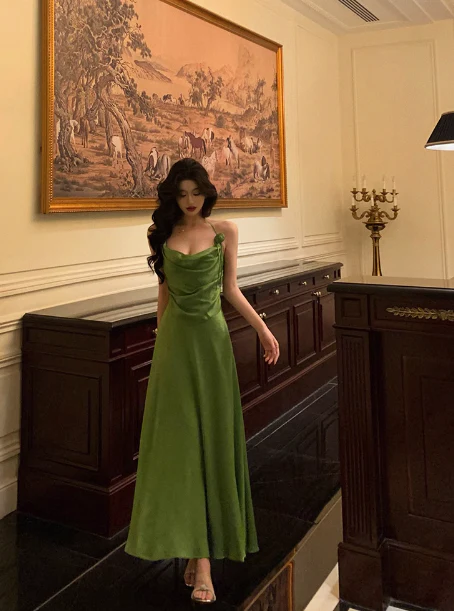 Sexy A line Spaghetti Straps Green 21st Birthday Dress Holiday Party Birthday Outfits For Women DP0211 - Deanwangkt