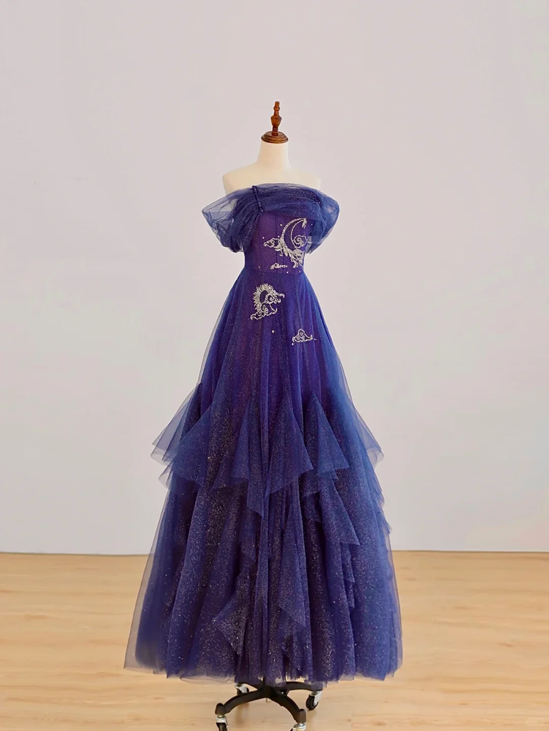 Elegant Glamour Ball Gown Off The Shoulder Grape Tulle Prom Dress Party Dress Evening Dresses DP1503 - Deanwangkt